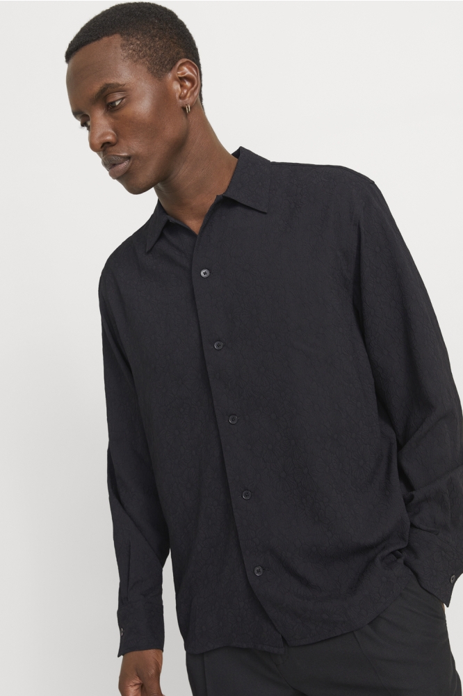 JPRBLATREND JACQUARD L/S SHIRT STYD 12278765 BLACK